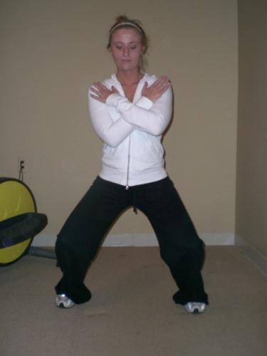 Horseback riding, leg strength squat exercise