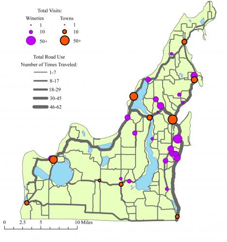 Map of wine tourism in Leelanau Peninsula