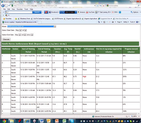 Anthracnose fruit rot model