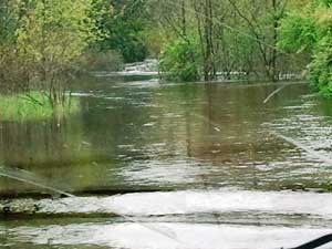 Flooded road on Baldwin River