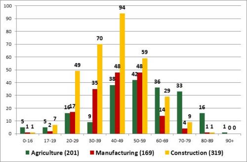 Age at Work Related Fatal Incident: 2001-2011