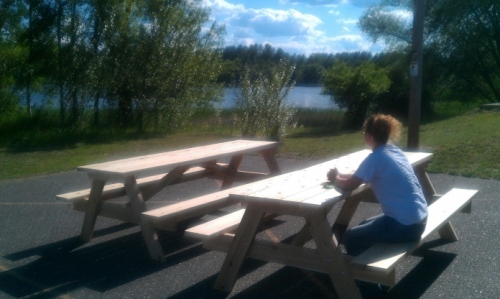 Tables at drop-off inspection location