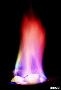 Methane ice (clathrate) burning.