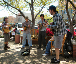 Band performs on street