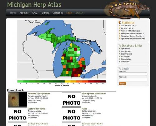 MI Herp Atlas website screen capture.