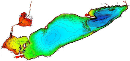 Lake Erie bathymetric chart image.