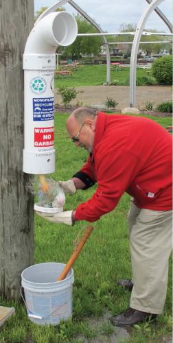 Monofilament recycling bin station image.