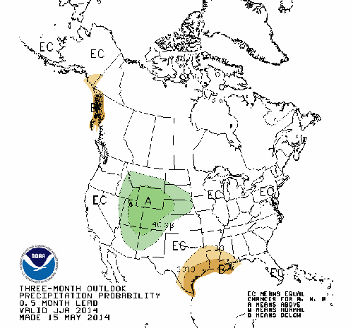 NOAA precipitation outlook map image.