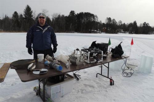 Remotely Operated Vehicle used to monitor fish underwater image.