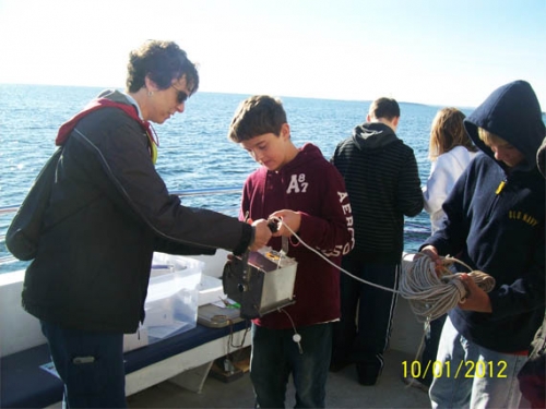 Students on board Lady Michigan.