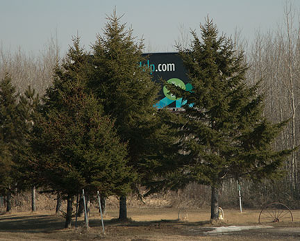 Billboard obstructed by trees