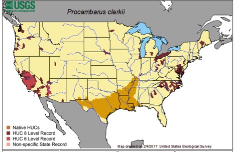 map of crayfish range