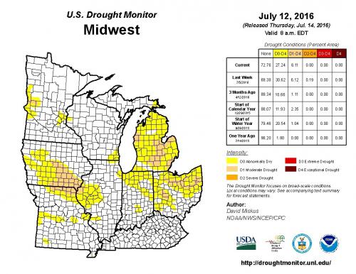 Screenshot of online drought monitor