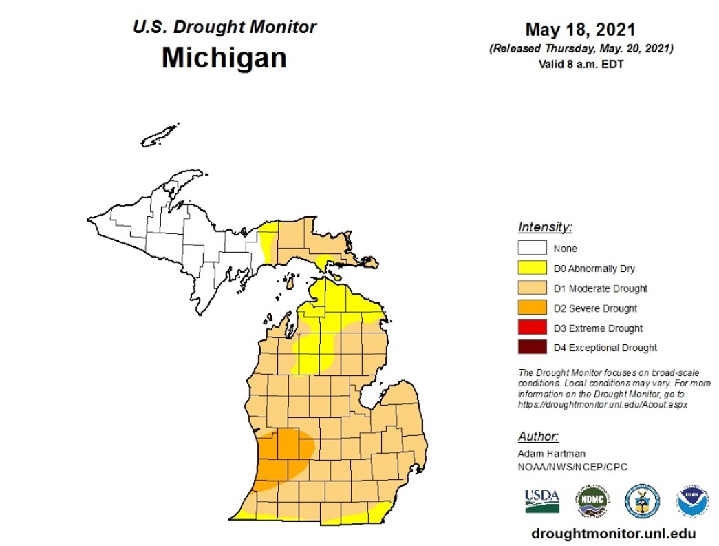 U.S. Drought Monitor for Michigan