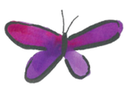Abstract watercolor image of a purple butterfly