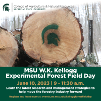 Michigan State University W.K. Kellogg Experimental Forest will host a field day on June 10 from 9 a.m. to 11:30 a.m. to showcase ongoing forestry research and outreach programming that supports Michigan’s forest industries and arborists.