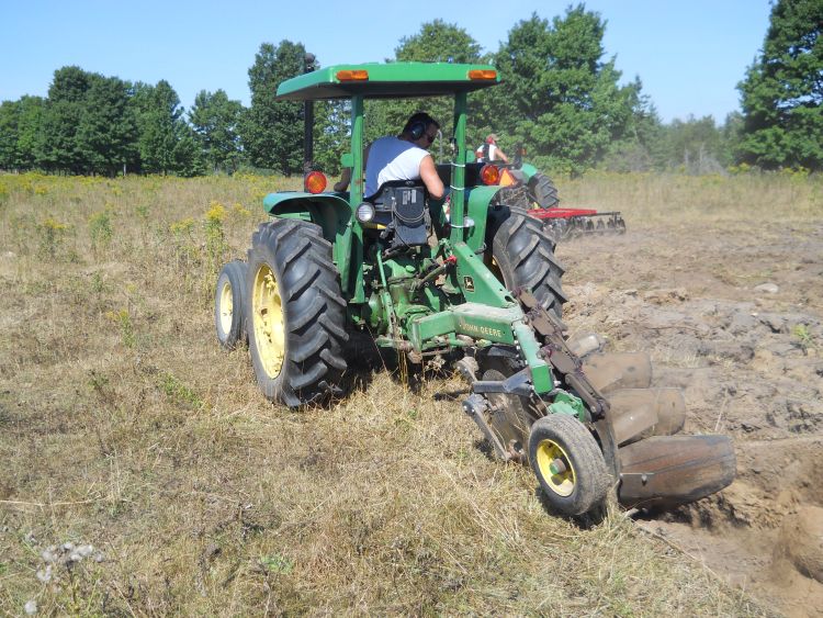 Tilling killed sod at a trial site at the MSU Upper Peninsula Research and Extension Center in Chatham, Michigan.