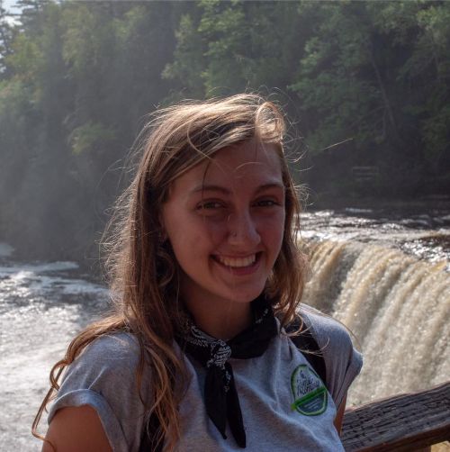 Gillian Chirillo poses for a photo at Tahquamenon Falls in Michigan.