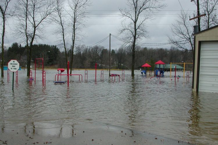 Sanford Village Park in Midland County under water after an extreme storm event. Photo: Midland County Office of Emergency Management