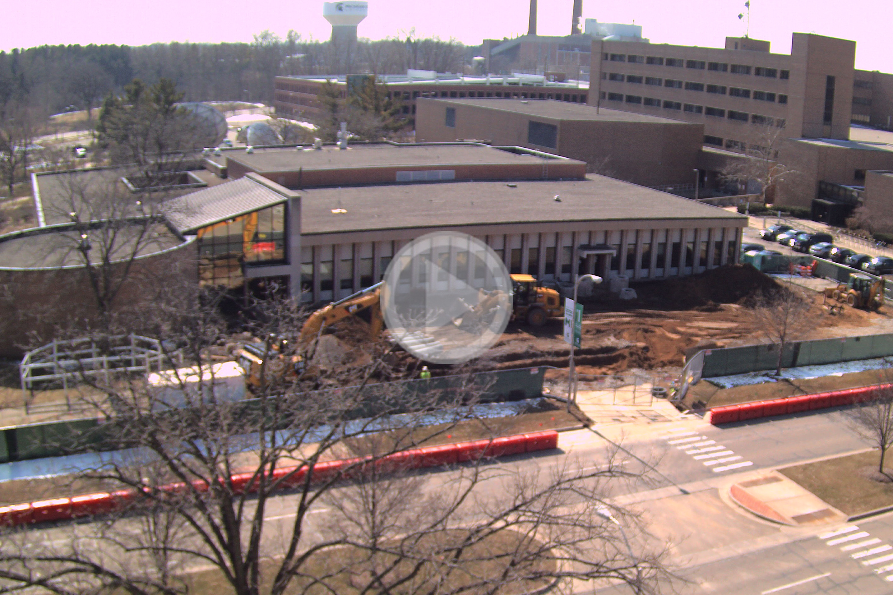 Heavy equipment starting on the construction for the Packaging building renovation.