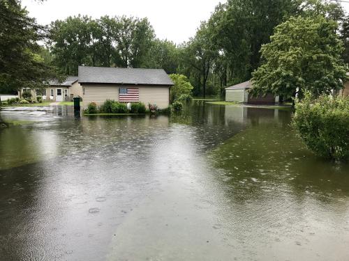 House surrounded by water