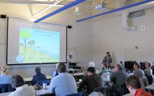 Jane Herbert, MSU Extension Educator, trains natural resource professionals who are part of the MNSP Shoreline Educator Network 